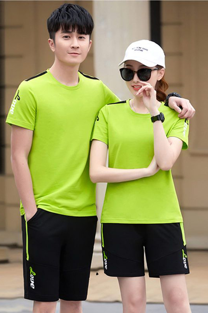 情侣运动套装夏季2025新款圆领短袖短裤运动服男女时尚情侣装夏装