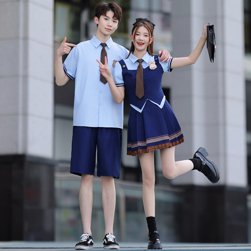 夏季高中初中小学生jk学院风班服套装假两件舞台诗歌比赛演出服装