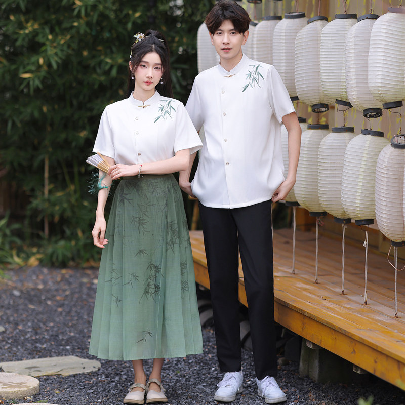 夏季情侣装原创古风新中式运动会朗诵舞台班服演出校服国潮套装
