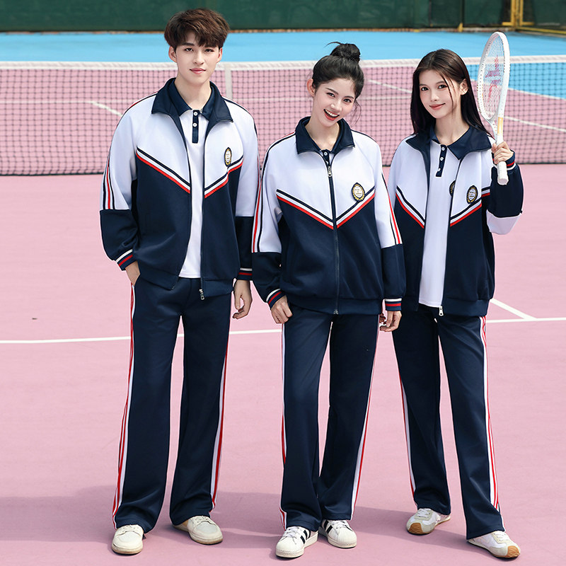 校服秋季套装学院风初中高中小学生班服卫衣外套三件套运动会服装
