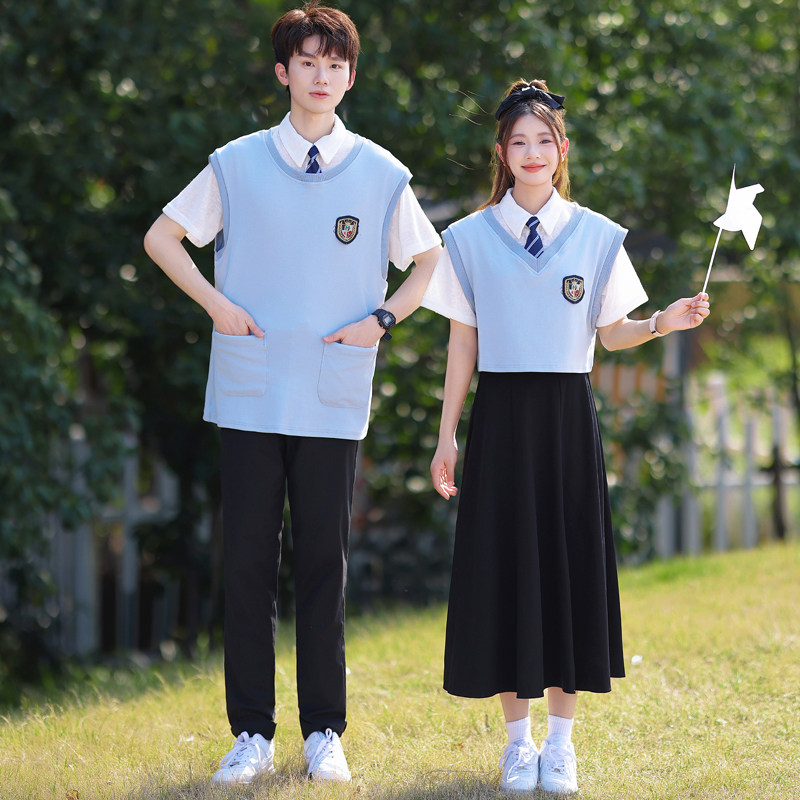 夏季班服套装初高中学生学院风短袖t恤校服初三高三毕业照三件套