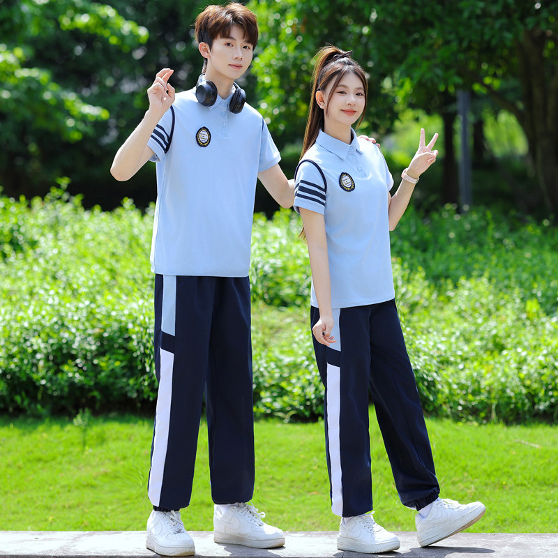 班服夏季套装中小学生短袖T恤合唱演出高中学生运动会学院风校服