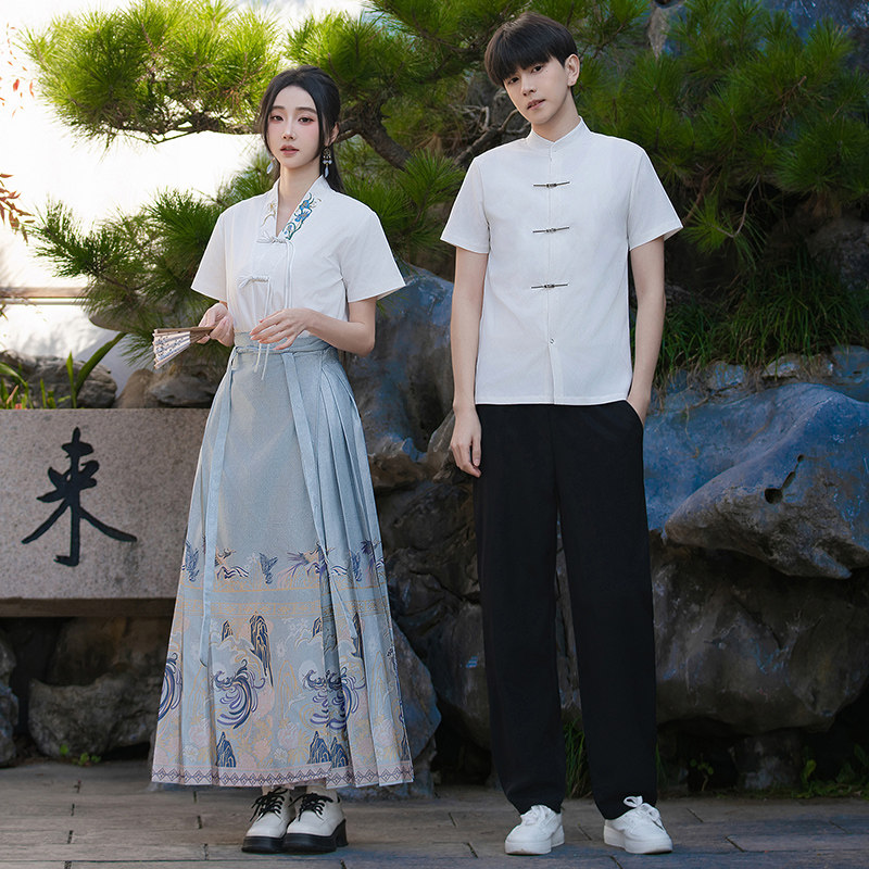 汉服改良情侣装中国风毕业照班服初中高中学生合唱朗诵演出服套装