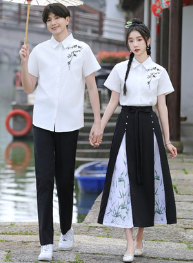 民国风班服高中初中学生毕业照套装中国风合唱舞蹈比赛演出服男女