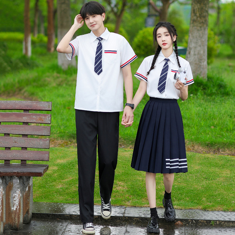 中小学生班服合唱演出服高中学生英伦学院风校服夏季衬衫JK服套装