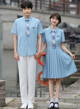 初三毕业班服高中生夏季英伦学院风短袖男衬衫女生裙子JK制服套装