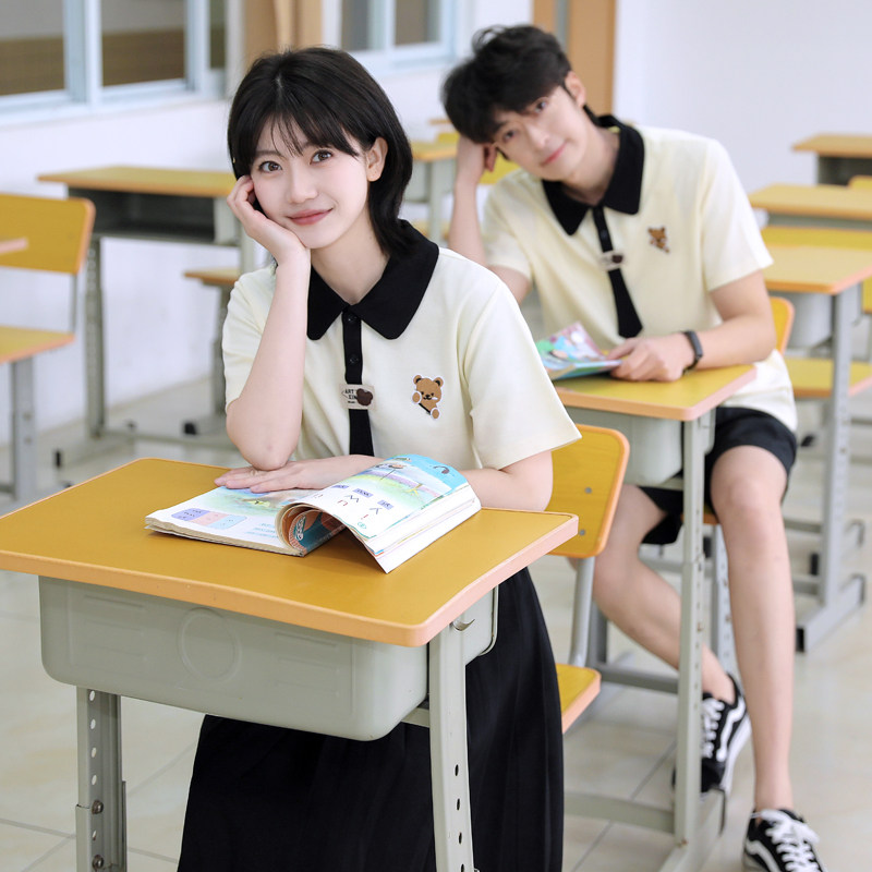 初中生毕业季学院风夏季小学生短袖t恤校服高中生运动会班服套装