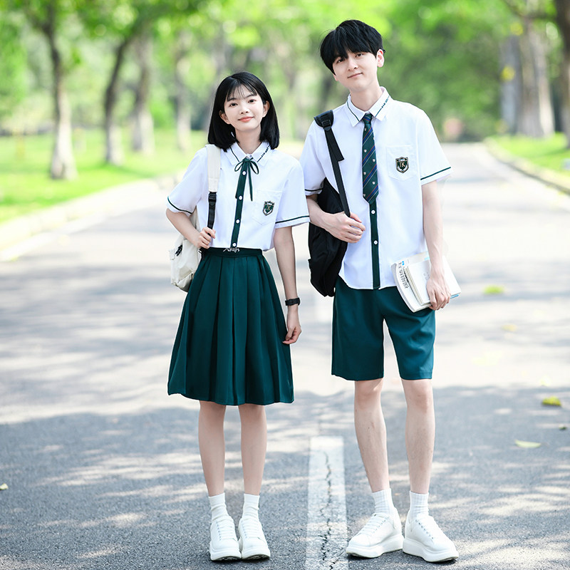 校服套装小学生六年级衬衫短袖JK制服初高中生运动会班服定制套装