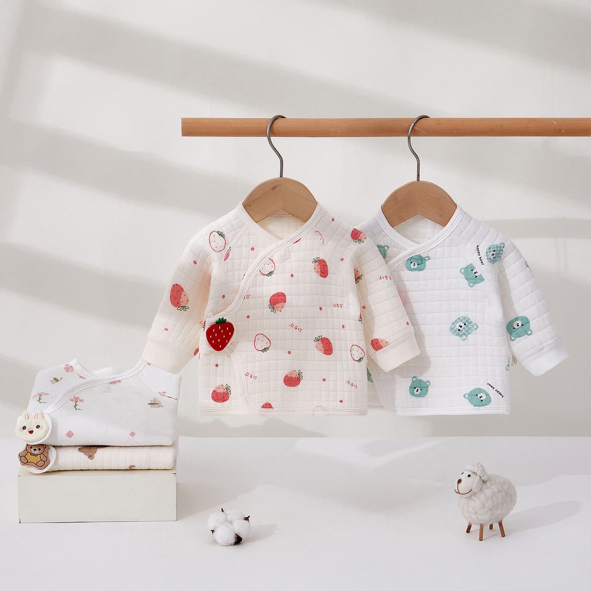 新生婴儿半背衣秋冬保暖无骨纯棉内衣初生儿满月和尚服宝宝单上衣