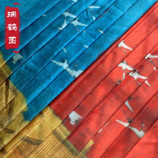 瑞鹤图 马面裙面料 波光粼粼树皮皱不透亮闪丝印花面料好打褶春夏