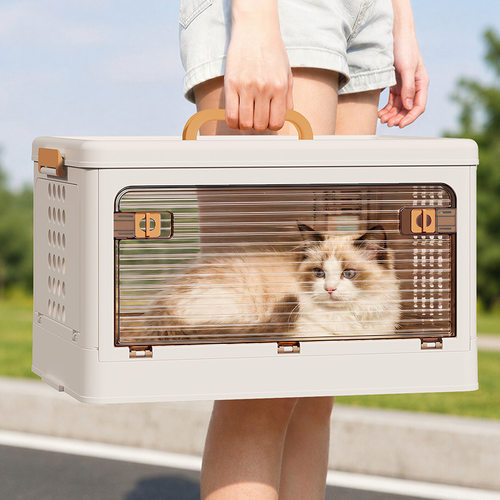 手提宠物箱可折叠猫咪小型犬多开门猫笼透气环保材料外出手提猫包