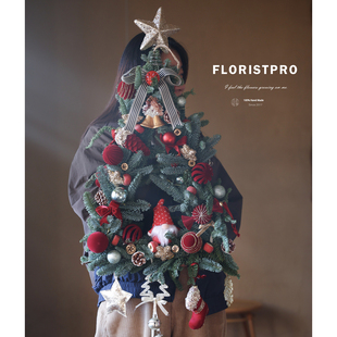 北美诺贝松三角形花环门墙壁门挂件圣诞松真松装 饰平安夜新年礼物