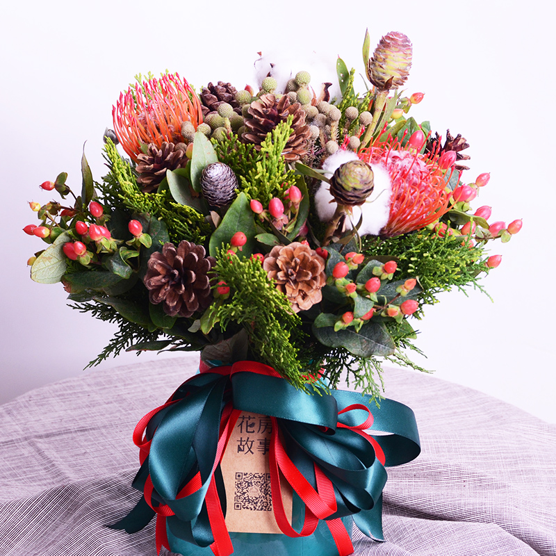 南非进口针垫花束杭州上海北京同城鲜花速递新年春节花店全国送花