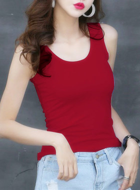 2024夏高品质修身纯棉背心遮副乳宽肩内搭无袖高弹力女士吊带背心