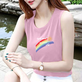 打底新款 夏季 无袖 纯棉100%女士外穿吊带内搭韩版 全棉上衣 宽松大码