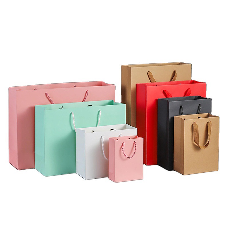 纸袋定制手提袋购物袋纯色230gsm C1S纸板购物袋绳手柄标志礼品包