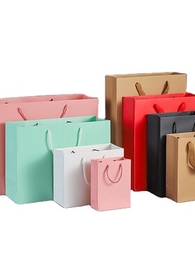 纸袋定制手提袋购物袋纯色230gsm C1S纸板购物袋绳手柄标志礼品包