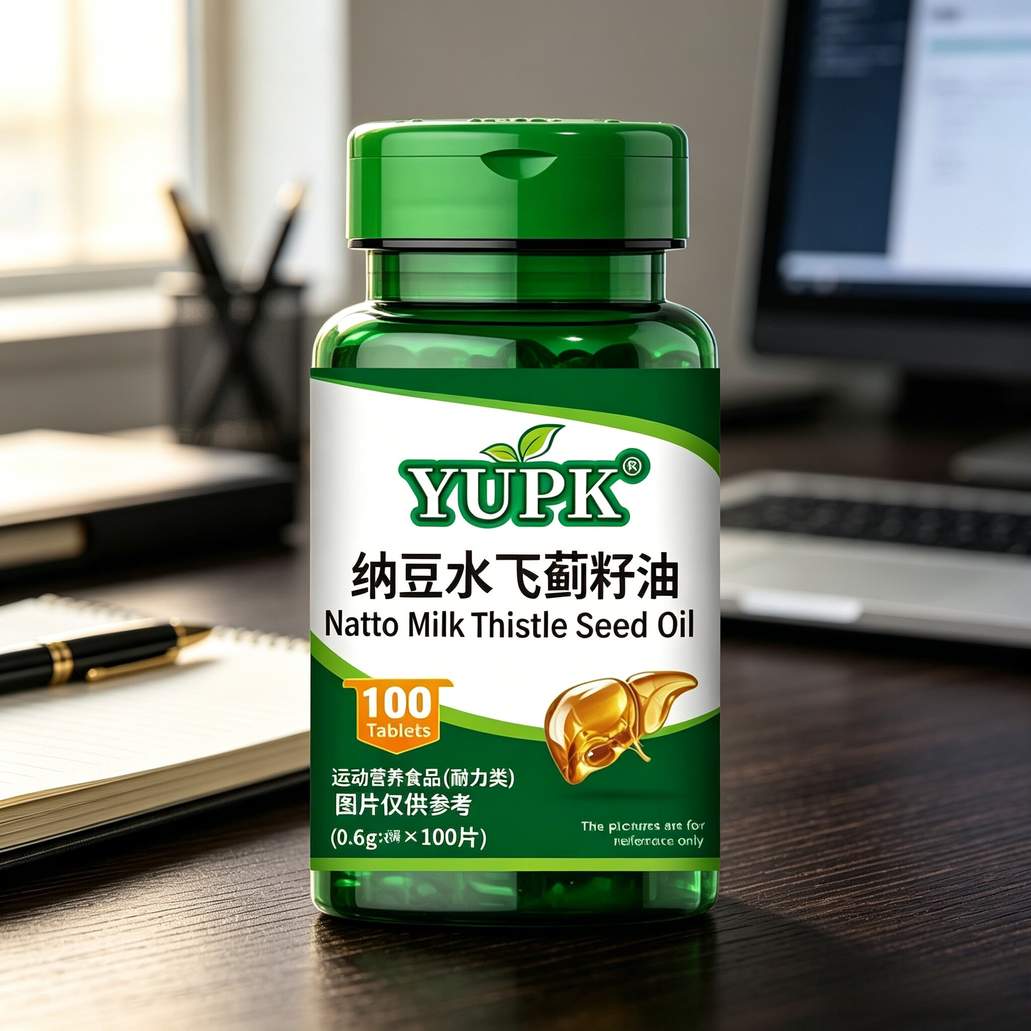 YUPK纳豆水飞蓟籽油压片糖果成人
