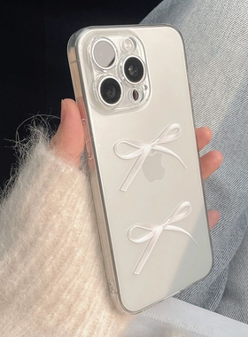 温柔简约蝴蝶结图案适用于苹果14/15手机壳软壳透明个性 11/16promax高级xs/xr防摔7p