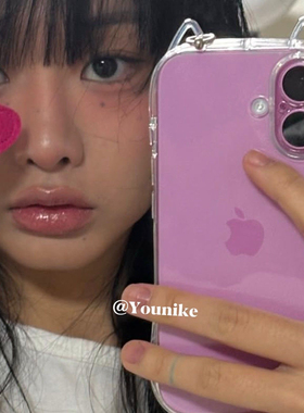 小众ins简约透明猫耳朵可挂件适用于苹果16promax手机壳iPhone15/14全包精孔13pro耐脏12/11情侣可爱xs硅胶壳