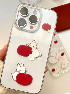 简约可爱红苹果小兔苹果手机壳