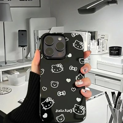 小红书爆款满屏凯蒂猫ins风适用于苹果14/15手机壳亮面硅胶11/12promax高级xs/xr防摔7p创意13p果冻软壳