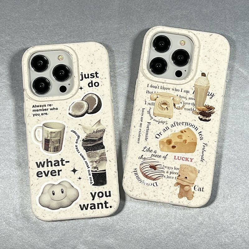 写实生活物件图案ins简约风适用于苹果16/17手机壳11/12promax高级xs/xr防摔7p创意13p环保可降解小麦壳