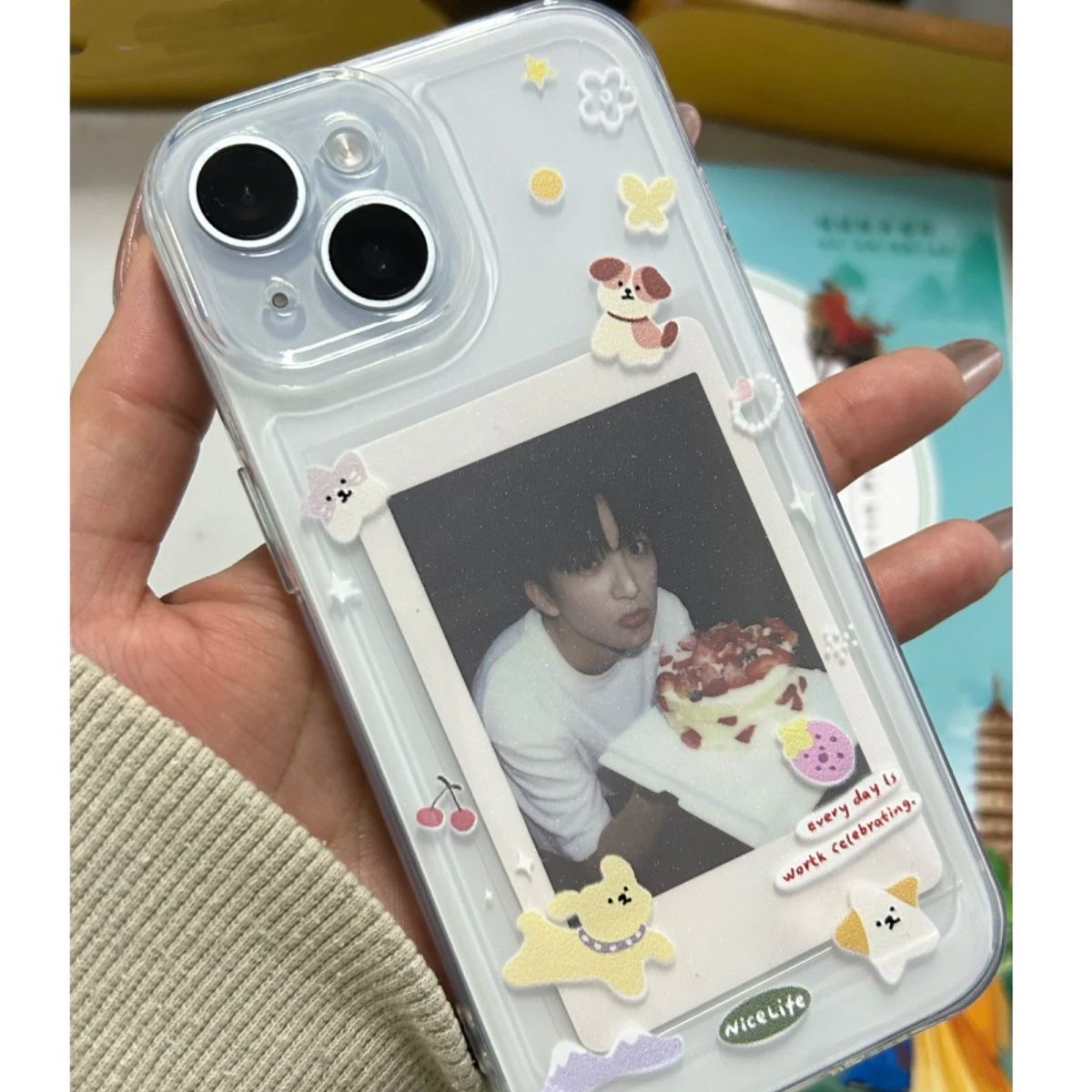 可爱星星小狗相框放情侣照片适用于苹果15/14手机壳iPhone13软壳11/12promax高级x/xr防摔7p创意