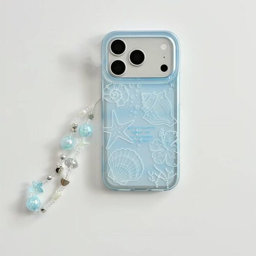 蓝色海底线条贝壳适用于苹果16/17promax手机壳iPhone14/13pro高级12/11磨砂xsmax创意xr防摔8Plus软壳