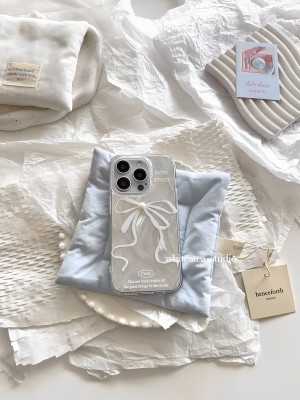 韩系ins字母蝴蝶结适用于苹果15ProMax手机壳iPhone13Pro全包15新款12软14Promax防摔15plus保护套