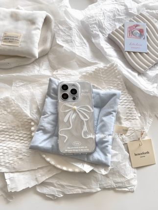 韩系ins字母蝴蝶结适用于苹果15ProMax手机壳iPhone13Pro全包15新款12软14Promax防摔15plus保护套