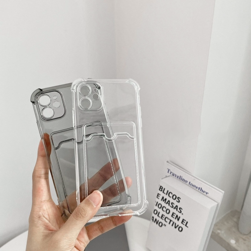 纯色透明插卡放照片透明适用于iPhone15Promax创意苹果13透明12卡通11软壳xs男女xr可爱简约7防摔8plus保护套