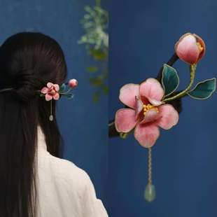 隐木【相见欢】非遗桑蚕丝绒花芍药花发簪东方美学