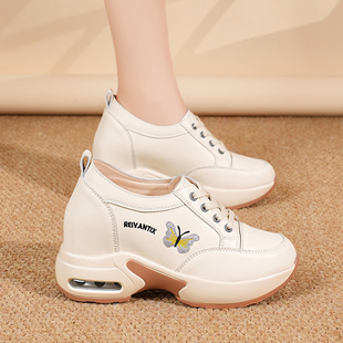 内增高女鞋小个子厚底坡跟轻便舒适软底不累脚休闲百搭小白鞋