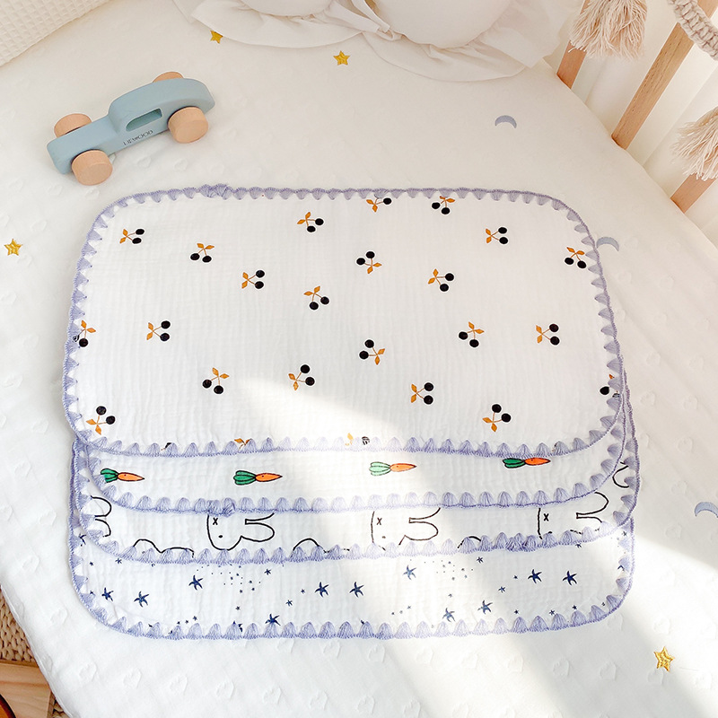 新生婴儿枕头全棉八层纱布小枕巾 0-3月平头枕初生宝宝防吐奶枕垫