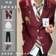 日系学院风男生dk制服西装 外套jk校供感红色西服学生痞帅班服套装