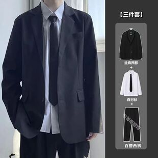 潮流垫肩西服百搭职业正装 男士 韩版 套装 外套DK西服三件套 西装