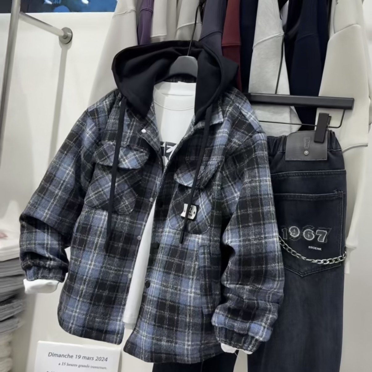 男童加棉格子外套2026年款中大童韩版洋气百搭夹棉保暖衬衫外套潮