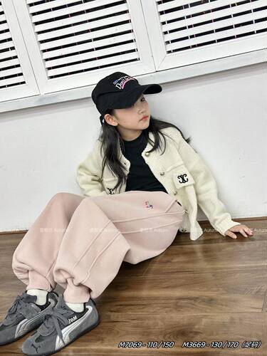 女童甜美一体绒卫裤2026女宝可爱百搭小马宝莉刺绣加绒保暖针织裤