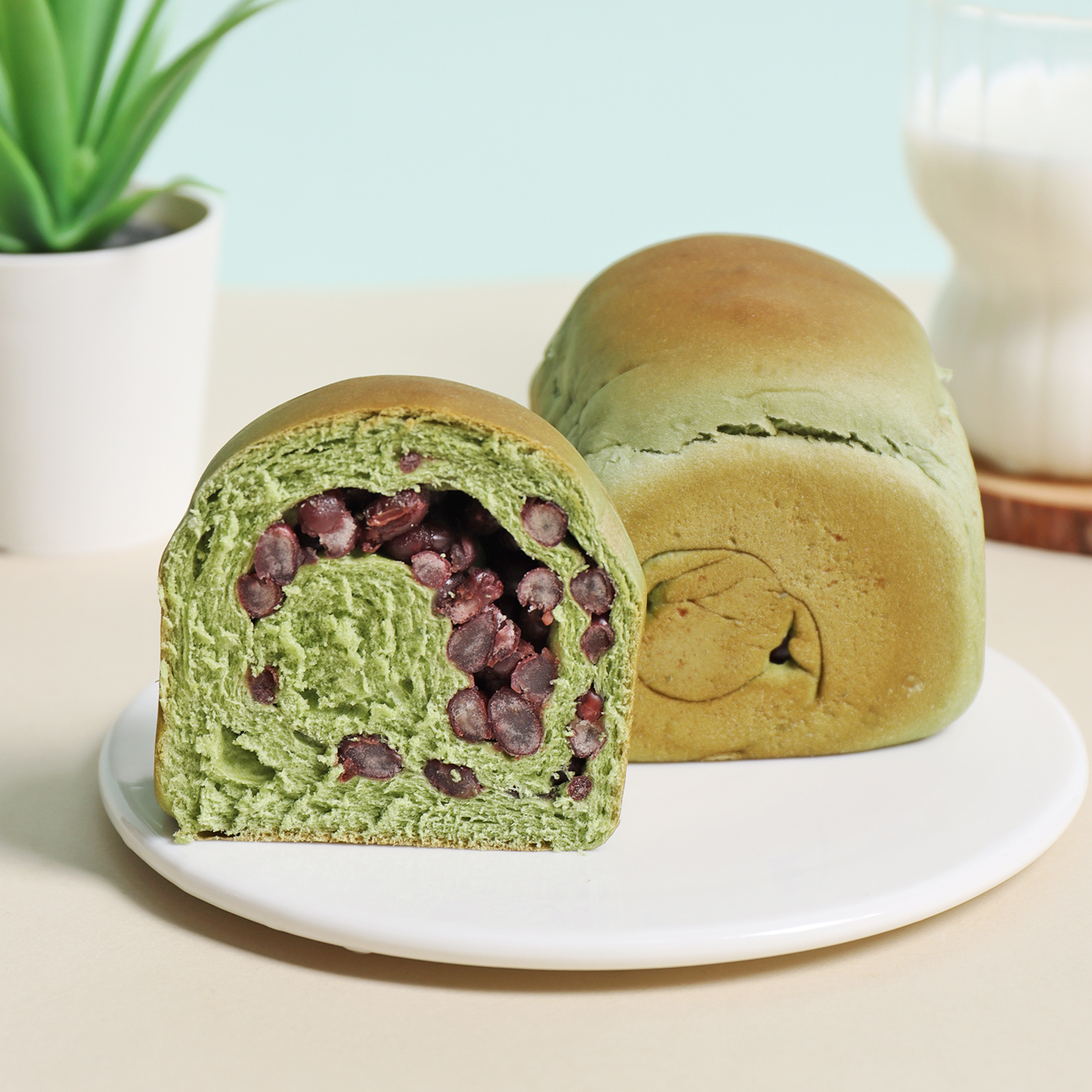 橡木盾抹茶红豆卷卷包