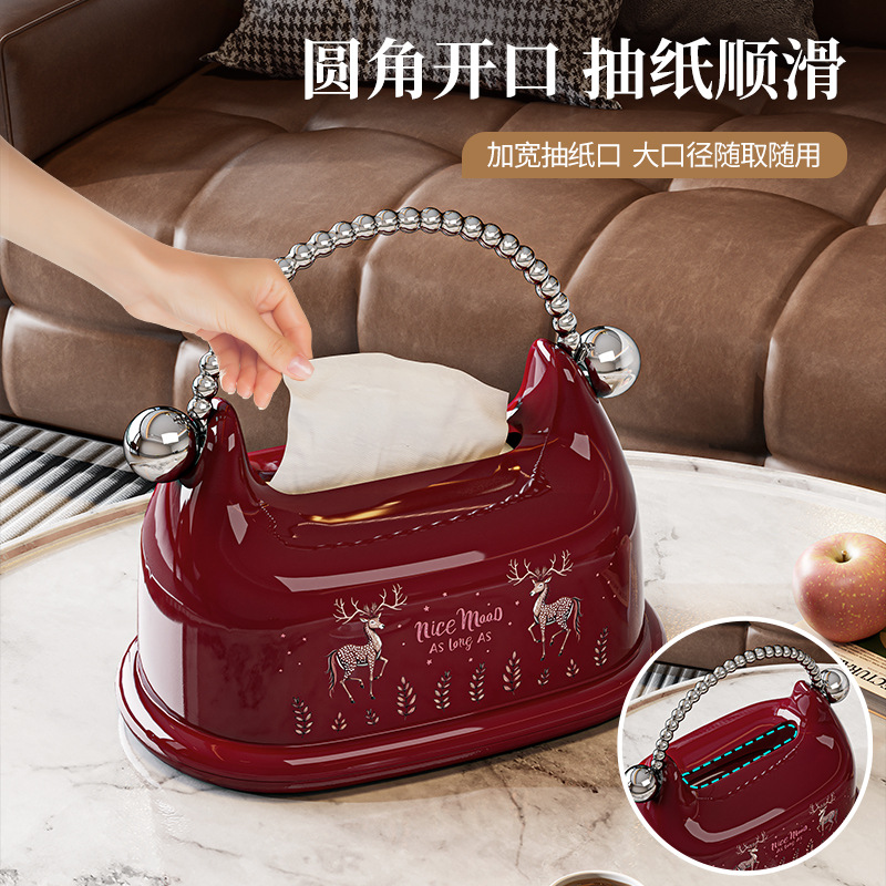 高档创意手提纸巾盒客厅抽纸收纳盒卧室家用茶几桌面高级感纸抽盒