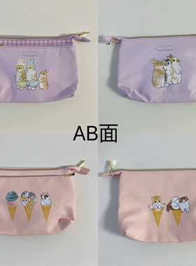 清库存日系鲨鱼猫兔子猫甜筒吐司猫化妆收纳零钱包可爱粉色紫色