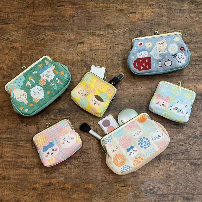 现货日本chiikawa吉伊卡哇口金包卡通可爱刺绣化妆包乌萨奇收纳包