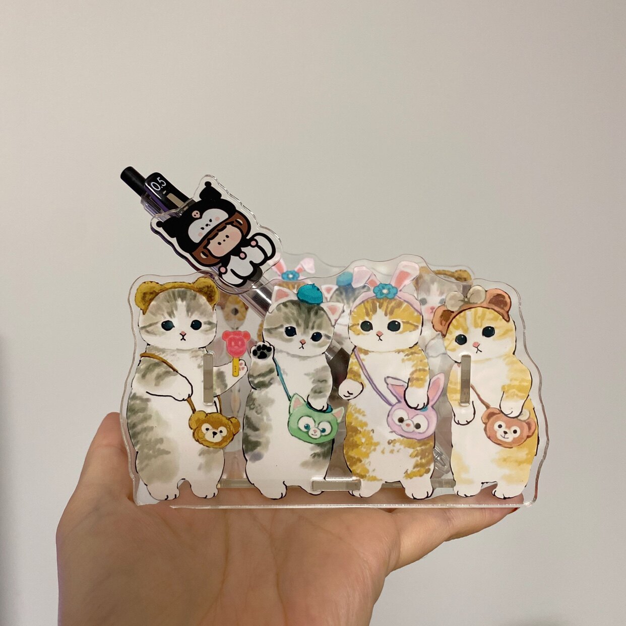 亚克力高透笔筒鲨鱼猫兔子猫露露达菲枚枚 须组装