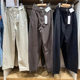 彩色牛仔风宽松阔感打褶休闲水洗牛仔裤 女装 471631 秋季 岛国品