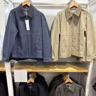 复古巴恩风 秋季男士休闲宽松内格纹灯芯绒翻领夹克478230/480827