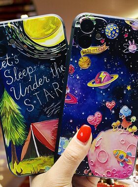 适用于iPhone17/16/15/14/13/12/11/x/8/7手机壳苹果16pro浮雕xsmax童话15plus卡通17promax猫咪13mini星球SE