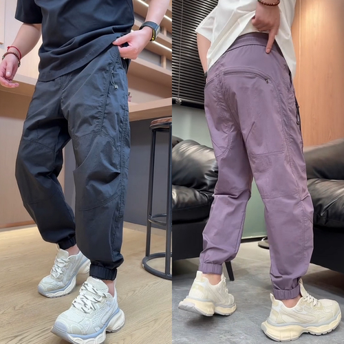 【直播间同款】春季新款男生穿搭休闲裤潮牌拼接拉链设计款束脚裤