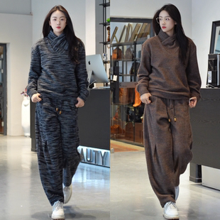 冬季加绒百搭男士美式潮牌时尚不规则领口高级感设计休闲卫衣套装