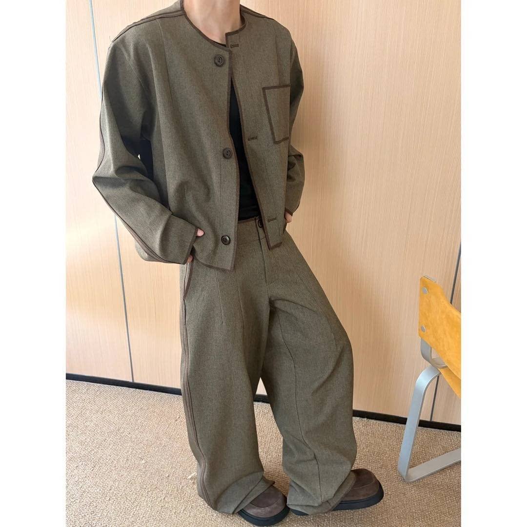 秋季男士韩版高级感夹克长裤套装